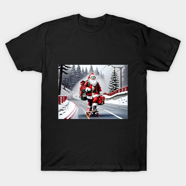 Santa on a Skateboard T-Shirt by rturnbow